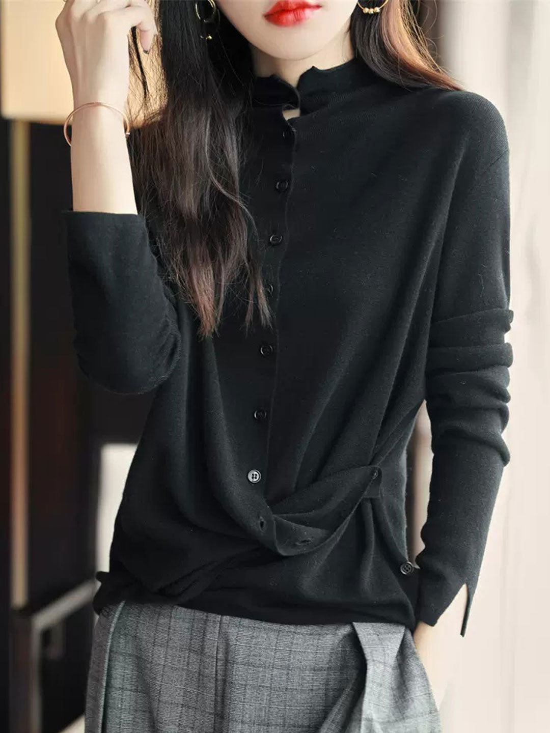 Delilla Cardigan | Chaqueta de punto casual cuello redondo