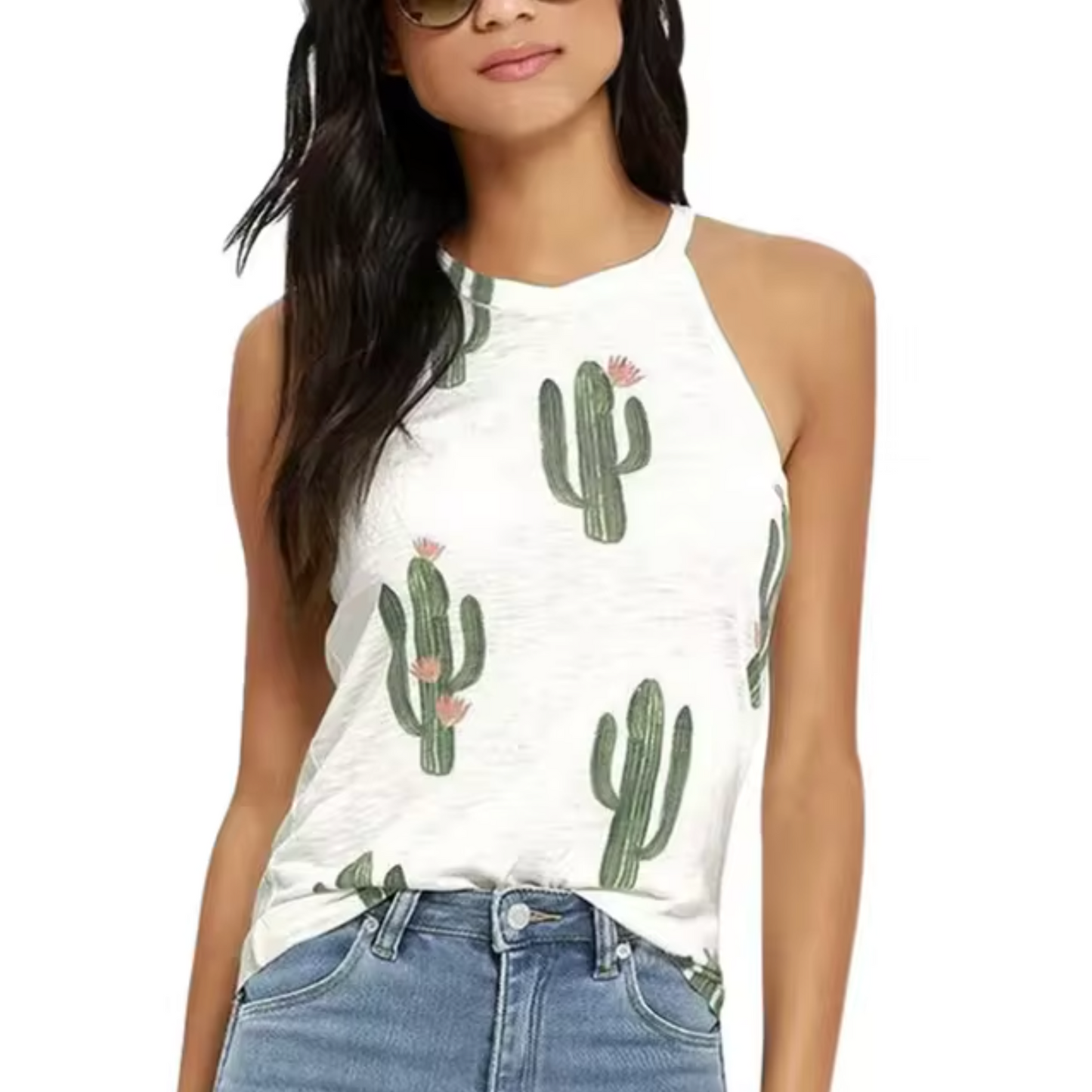 Abriella - Camiseta de tirantes con estampado de cactus
