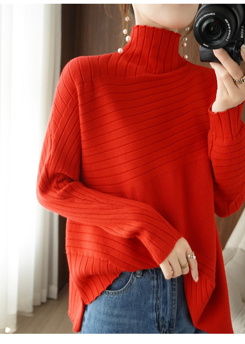 Acogedor jersey de cuello alto para otoño e invierno | Ideal para mantenerse abrigado