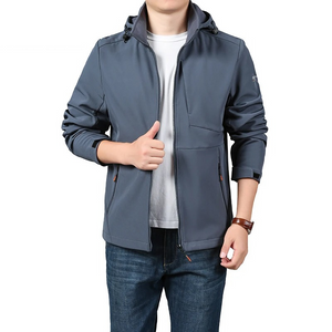 Chaqueta casual softshell impermeable con capucha ajustable para hombre | Perfecta para actividades al aire libre en otoño/invierno