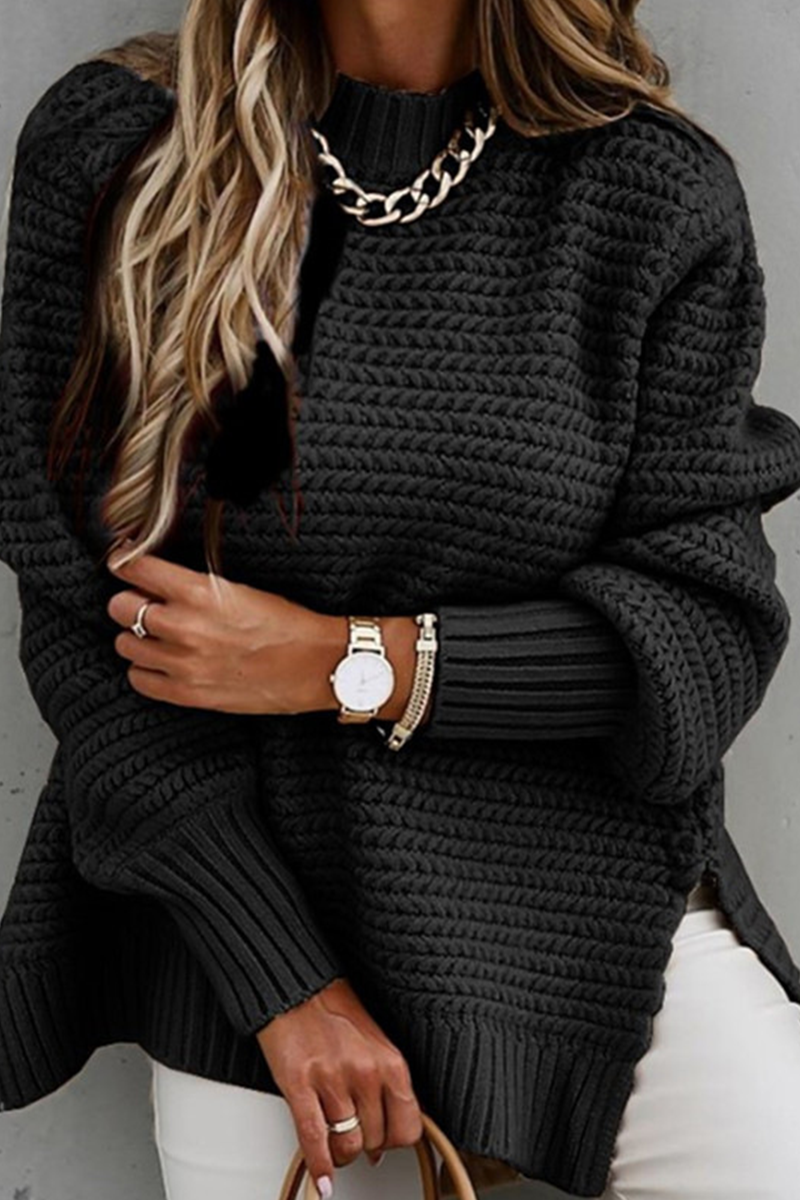 Acogedor jersey de longitud media con cuello alto