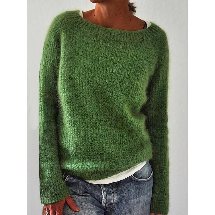 Jersey clásico de punto para mujer en color básico