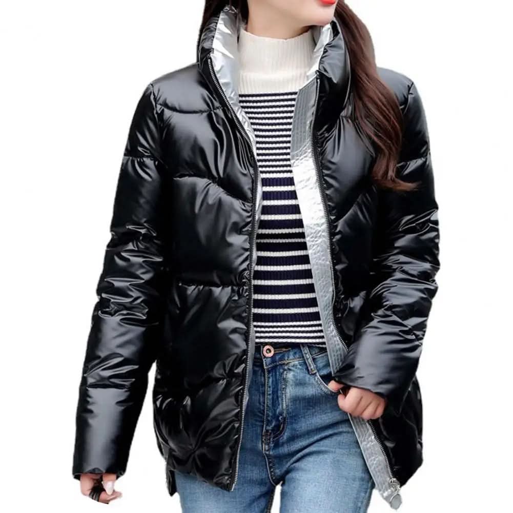 Lujosa chaqueta verde esmeralda para mujer en invierno