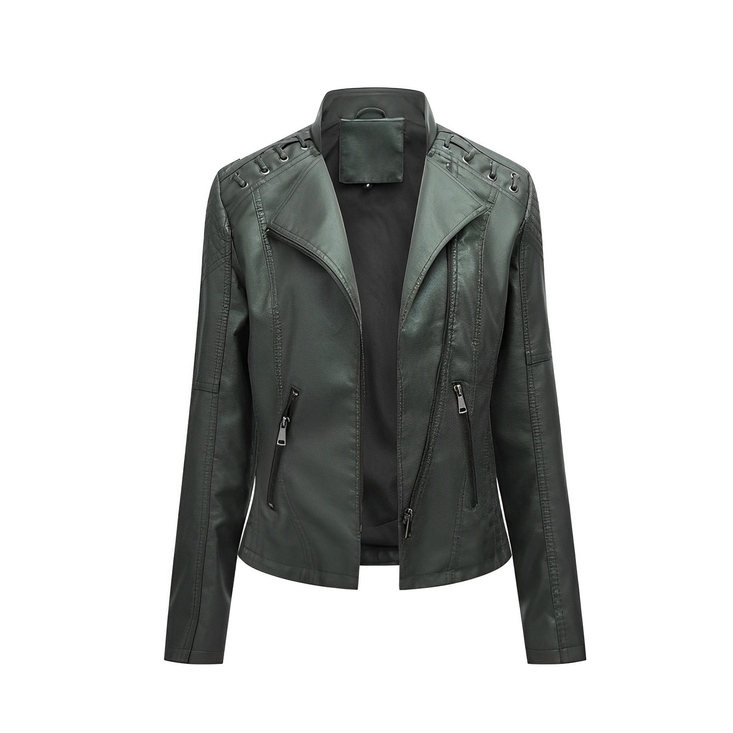 Chaqueta de cuero PU con cremallera