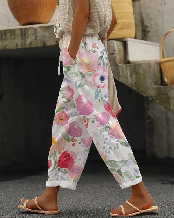 Pantalones sueltos con estampado de flores Reagan para mujer