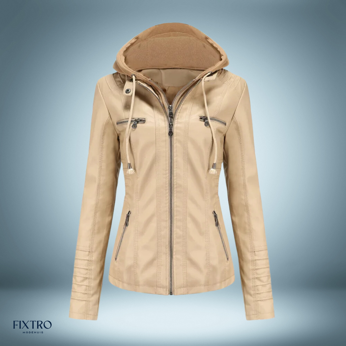 Lyra | Chaqueta de cuero con capucha para mujer, elegante y cómoda