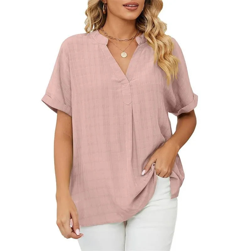 Elegante blusa con cuello en V para mujer