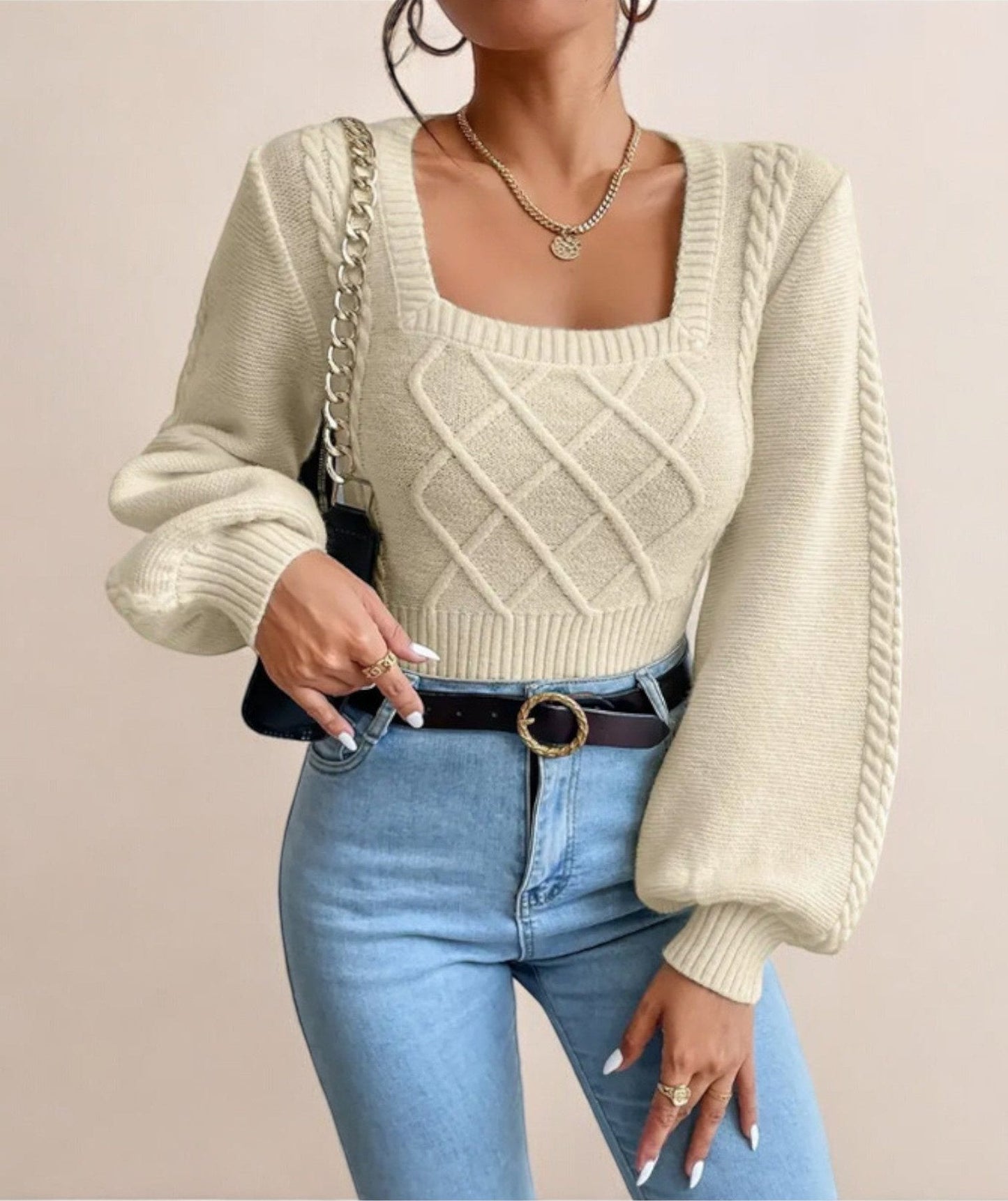 Lily | Jersey de punto para mujer con cuello cuadrado