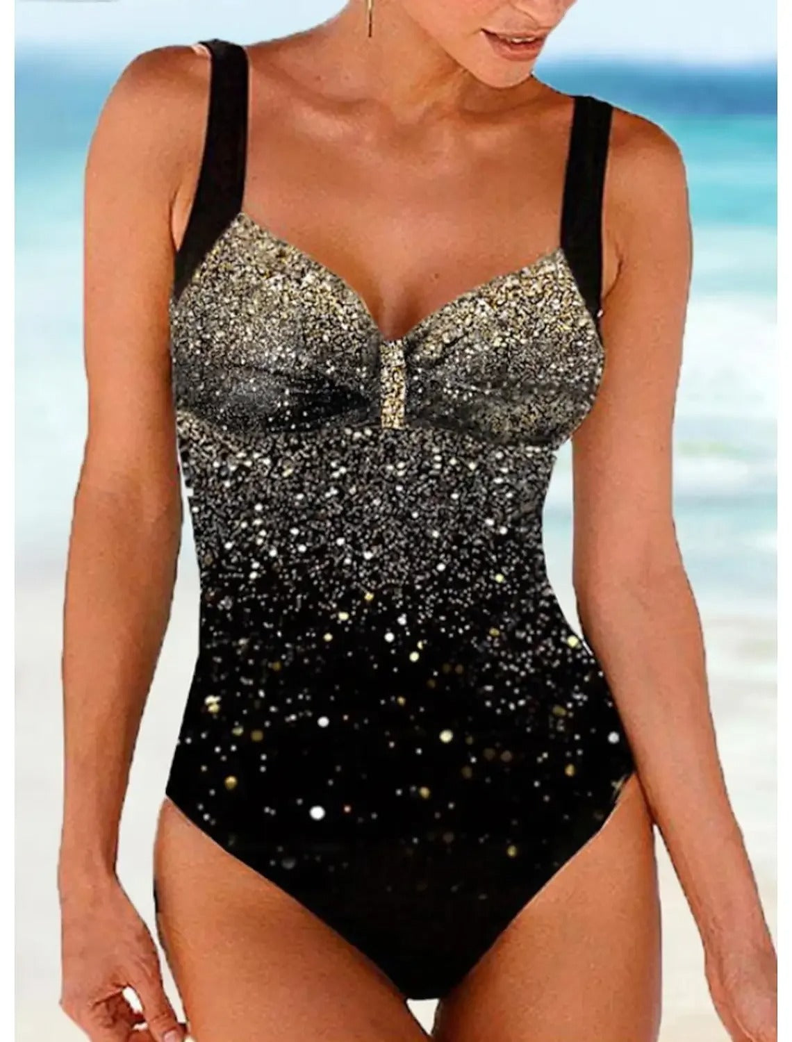 LolaBeach - Bañador con estampado de lentejuelas