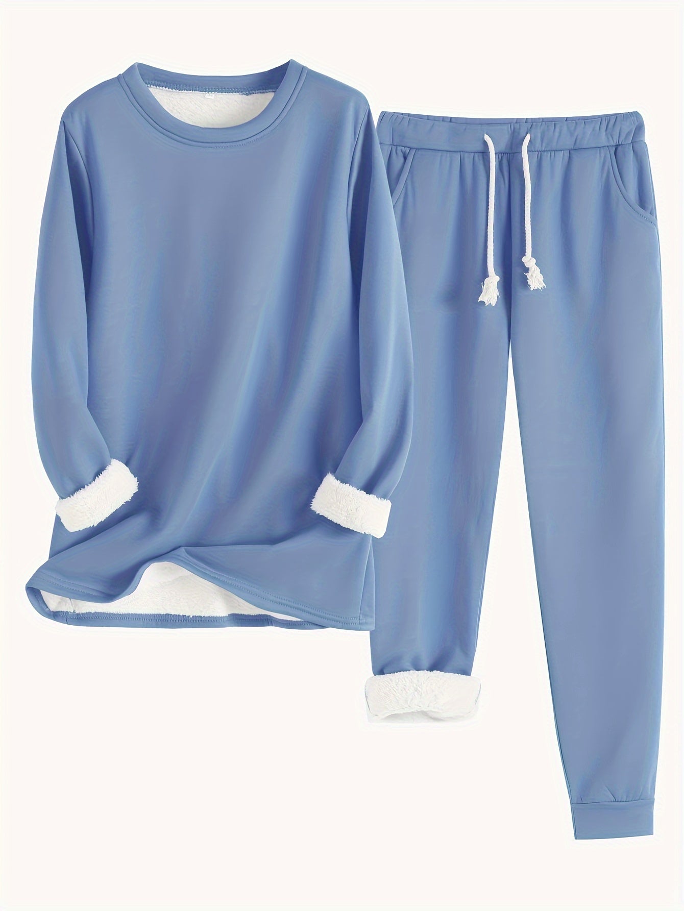 Ella | Conjunto de suéter y pantalón de chándal térmico de color sólido