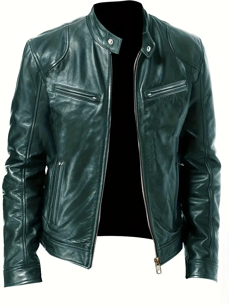 Elegante chaqueta de piel con bolsillos para hombre | Chic y perfecta para llevar a diario