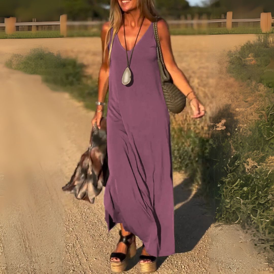 Vestido casual largo sin mangas de corte holgado para uso diario