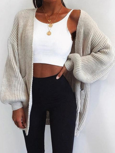 Elegante cárdigan de punto con mangas largas para un look elegante