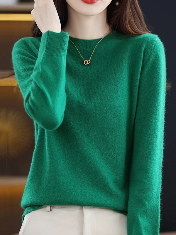 Jersey informal con cuello redondo y mangas largas para un look relajado