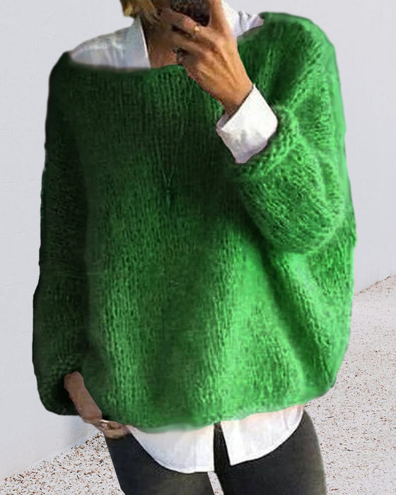 Jersey de color con escote redondo