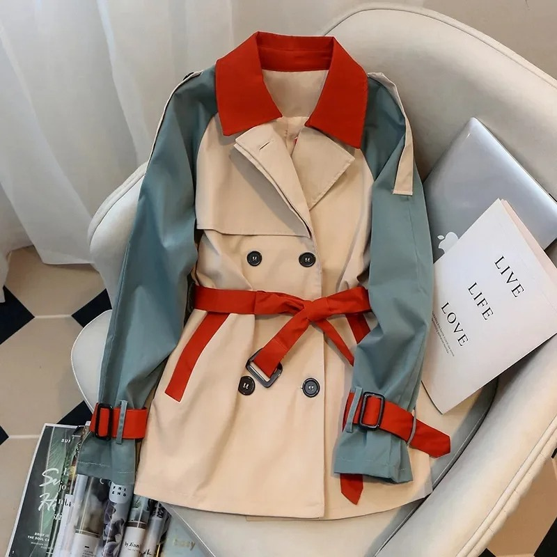 Caren Coat | Abrigo Trench de mujer con bloques de color