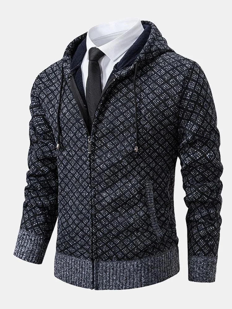 Jersey de hombre con cremallera y rombos geométricos