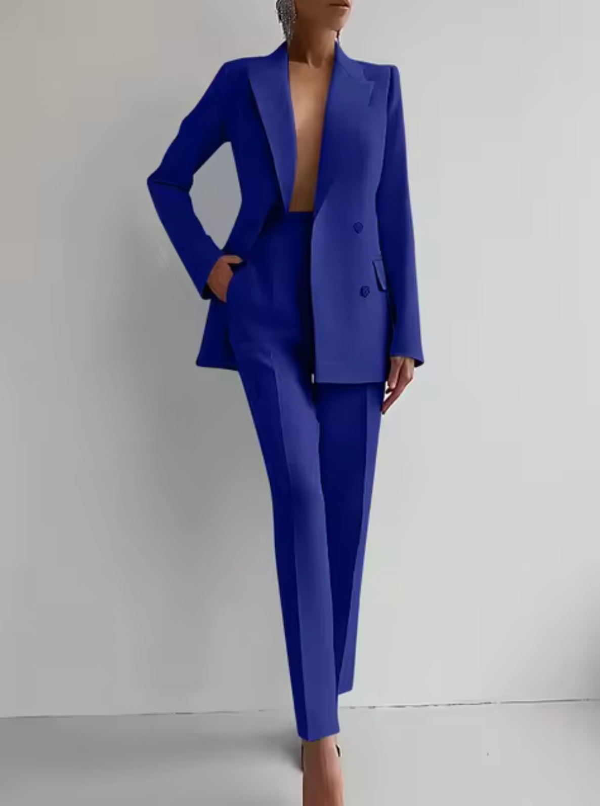 Conjunto de blazer y pantalón plisado