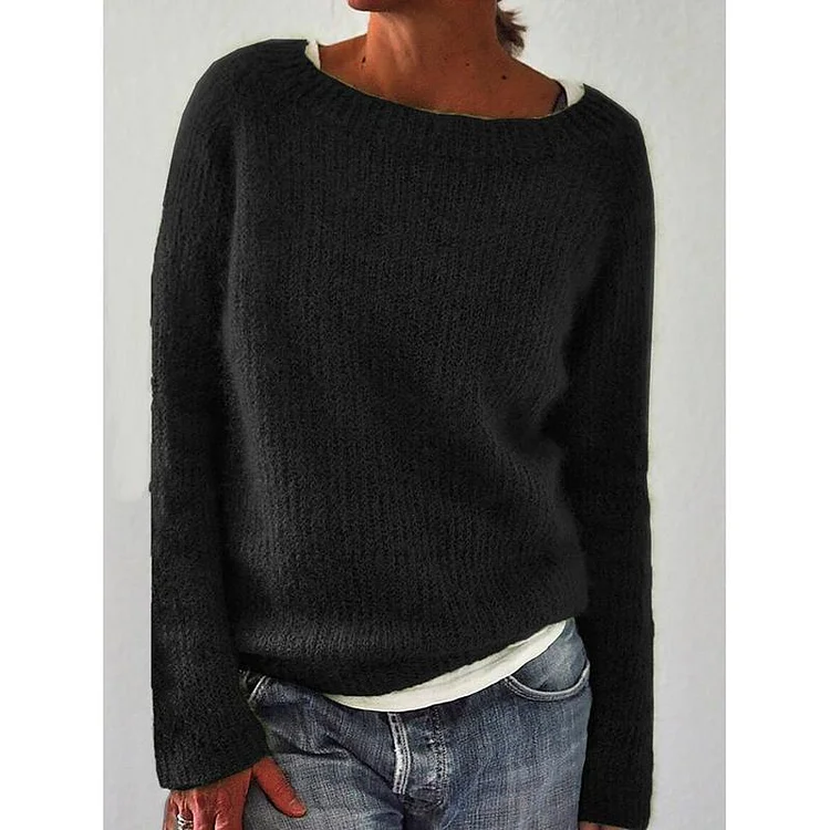 Jersey clásico de punto para mujer en color básico