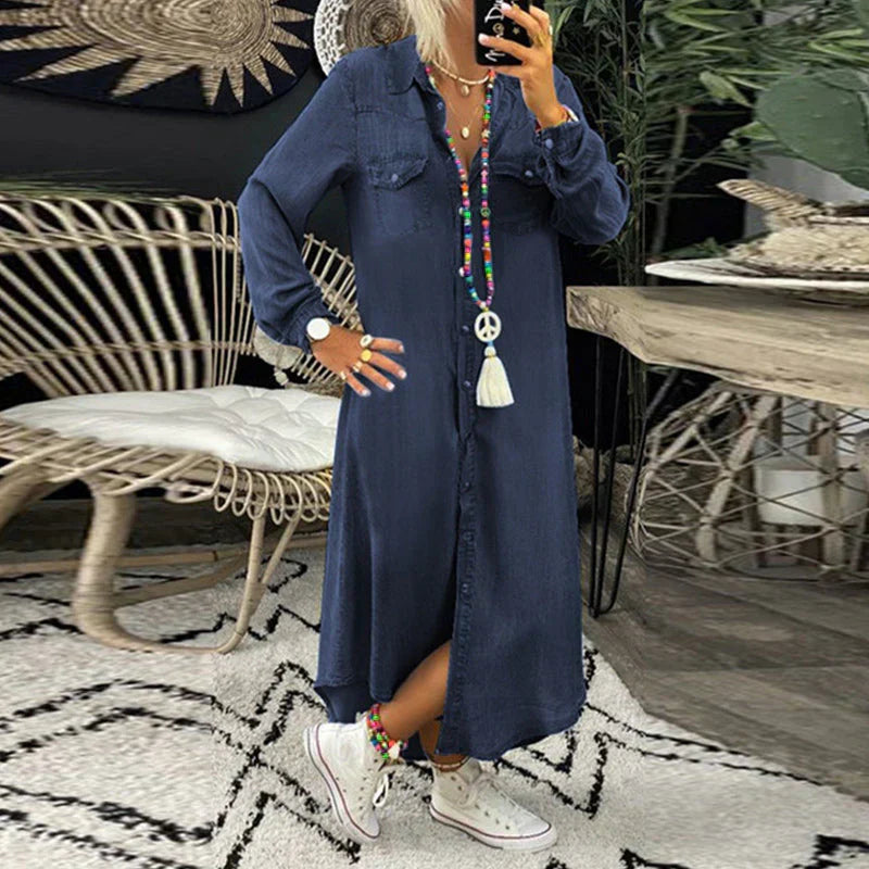 Vestido vaquero monocolor para señora
