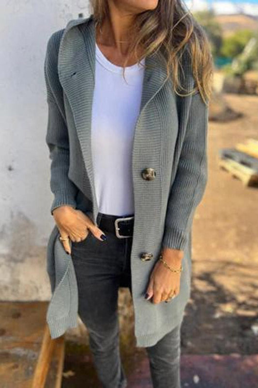 Lina | Chaqueta de punto de longitud media con capucha y bolsillos para mujer