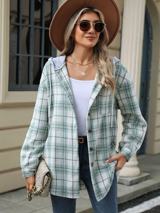 Mara | Chaqueta con capucha y cordón para mujer con estampado de cuadros