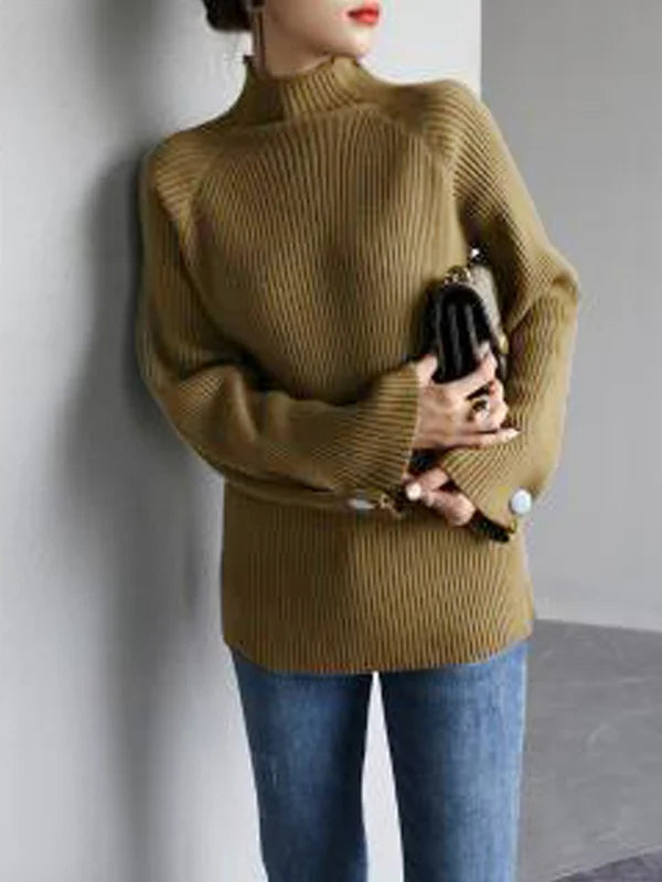 Jersey de cuello alto en colores lisos