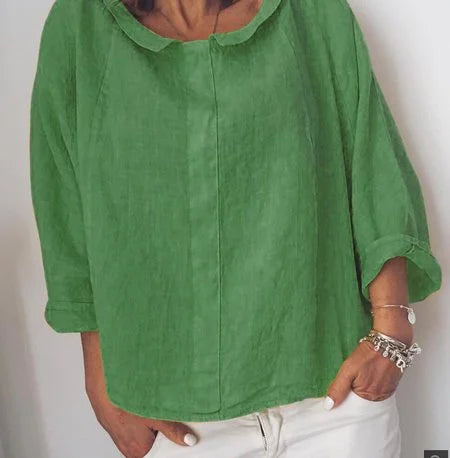 Valentina - Camisa lisa de mujer con solapas pequeñas