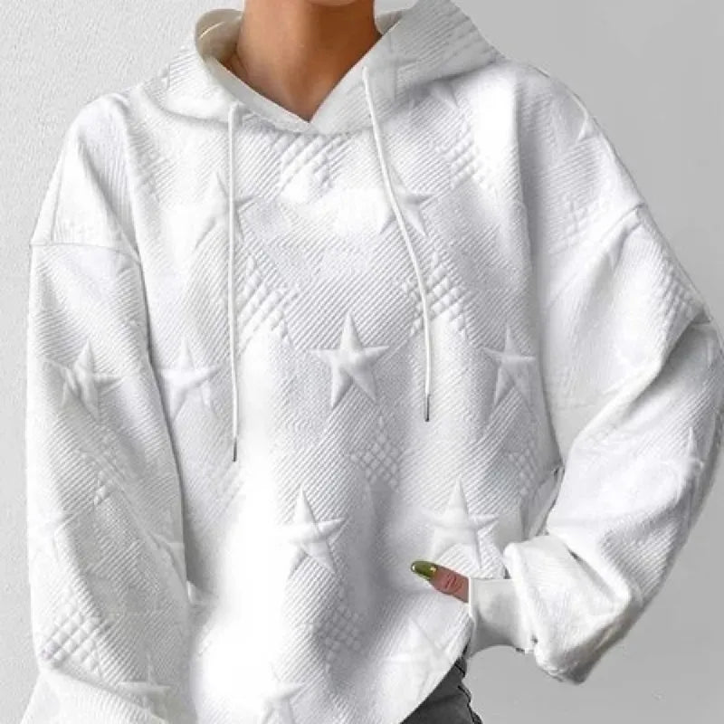 Elisa | Sudadera con capucha de forro polar a cuadros en blanco - ideal para otoño/invierno