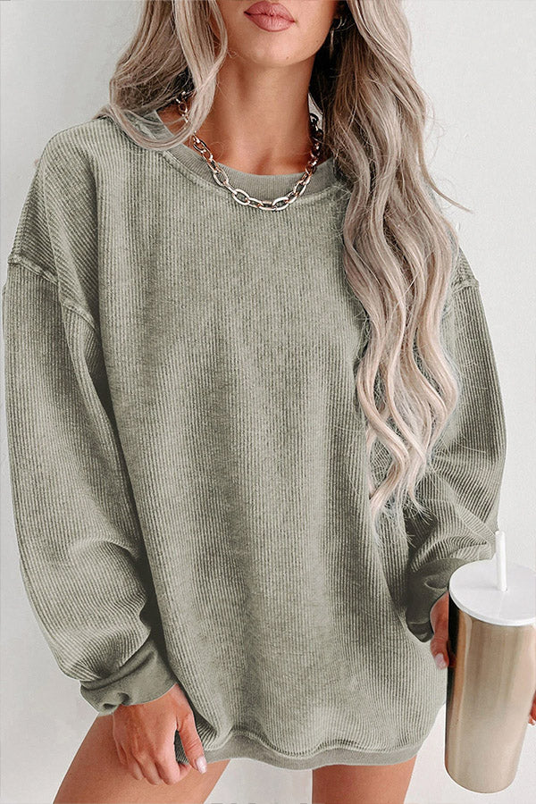 Jersey Camille de mujer, cuello redondo acanalado