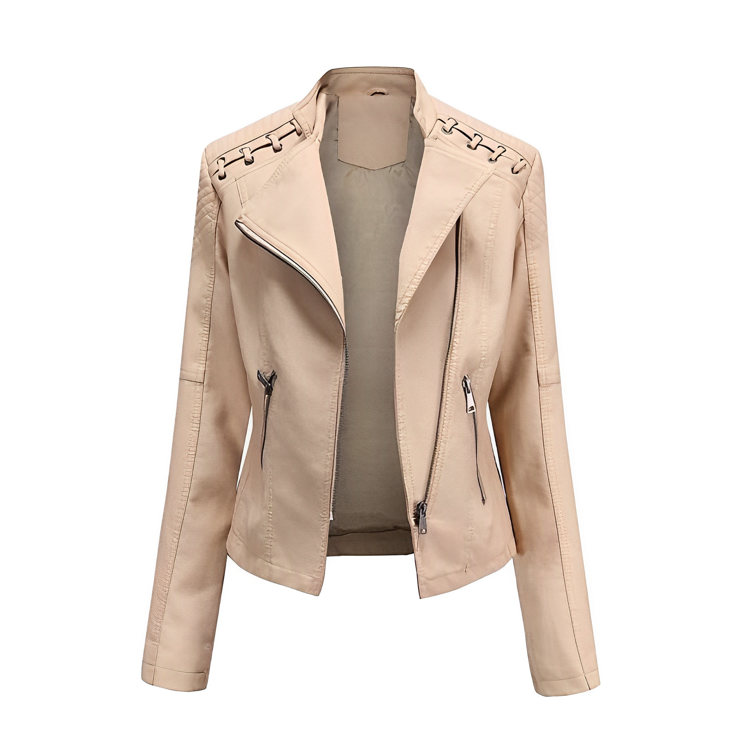 Chaqueta de cuero PU con cremallera