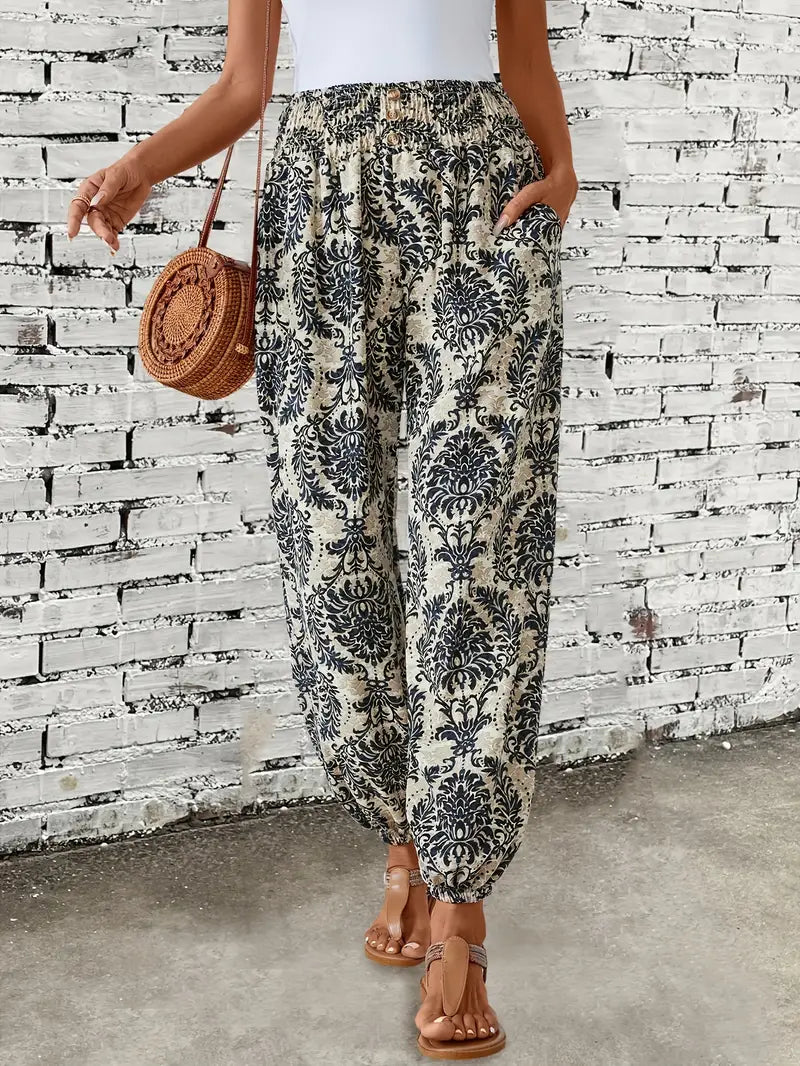 Naomi | Pantalones anchos con estampado bohemio | Relajados y con estilo | Tejido vaporoso