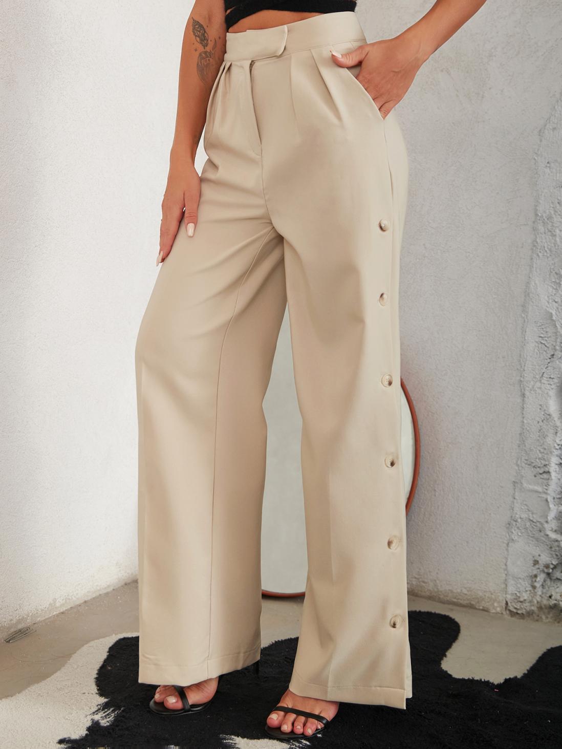 Pantalones elegantes con detalles laterales para mujer