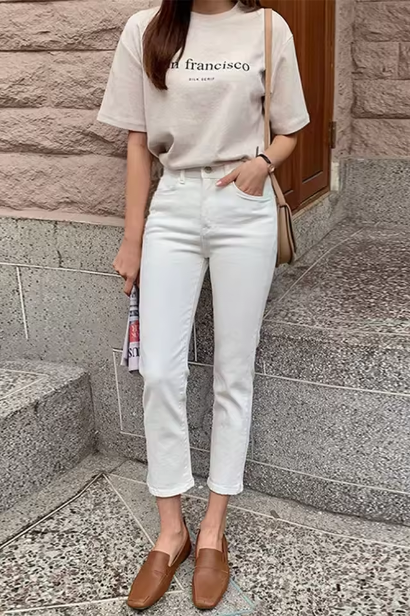 Eva | Vaqueros blancos de pierna recta para mujer