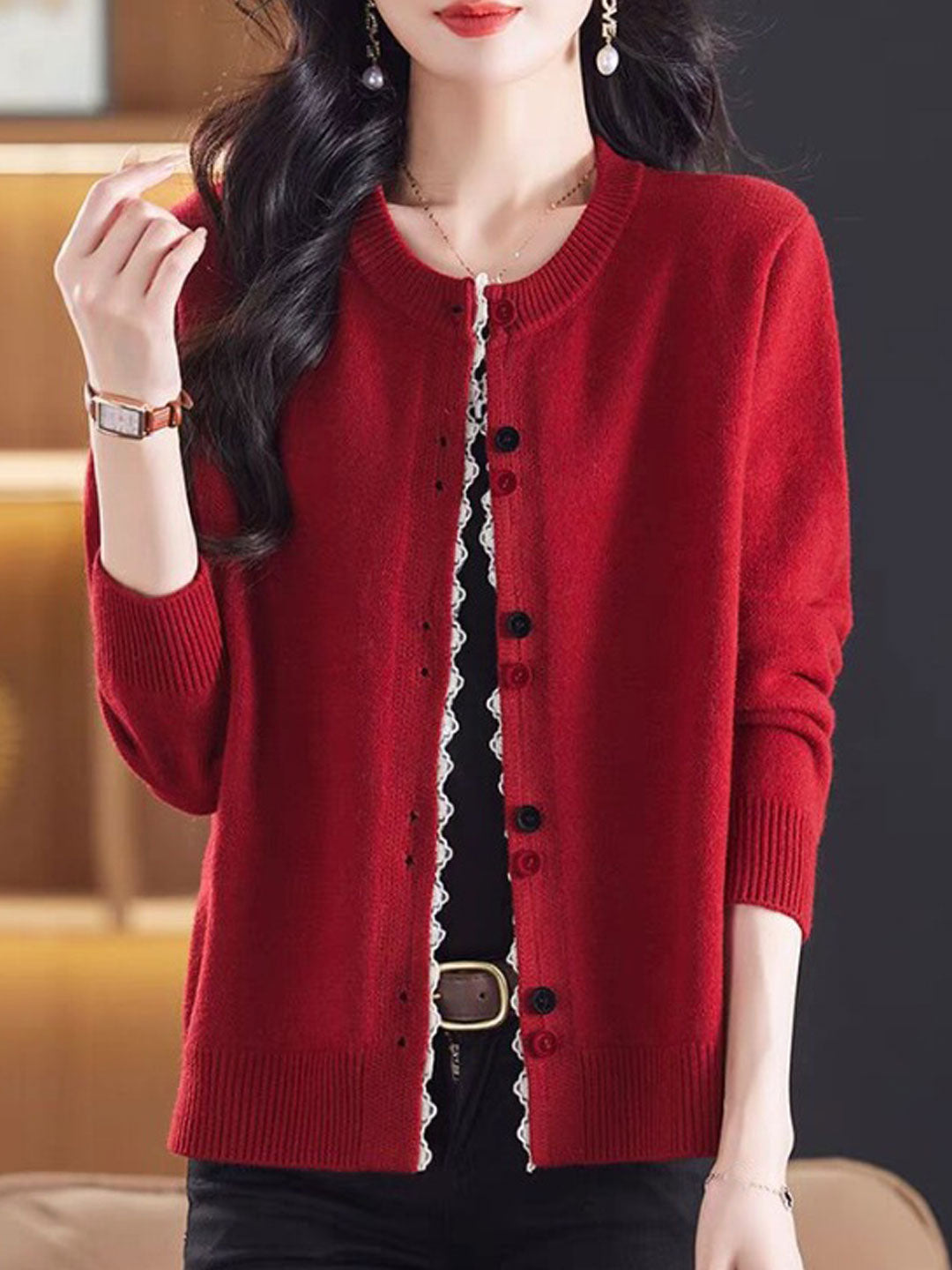 Ditte Cardigan | Chaqueta de punto con cuello redondo holgado