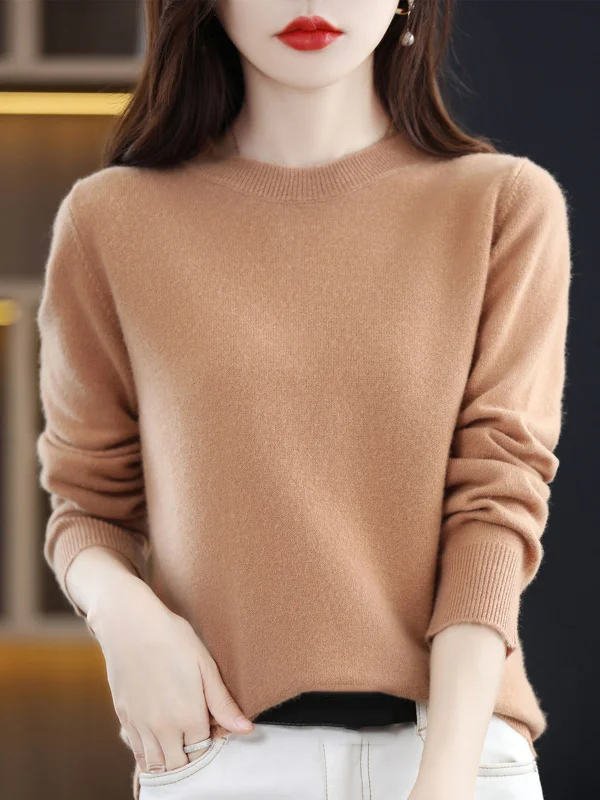 Jersey informal con cuello redondo y mangas largas para un look relajado