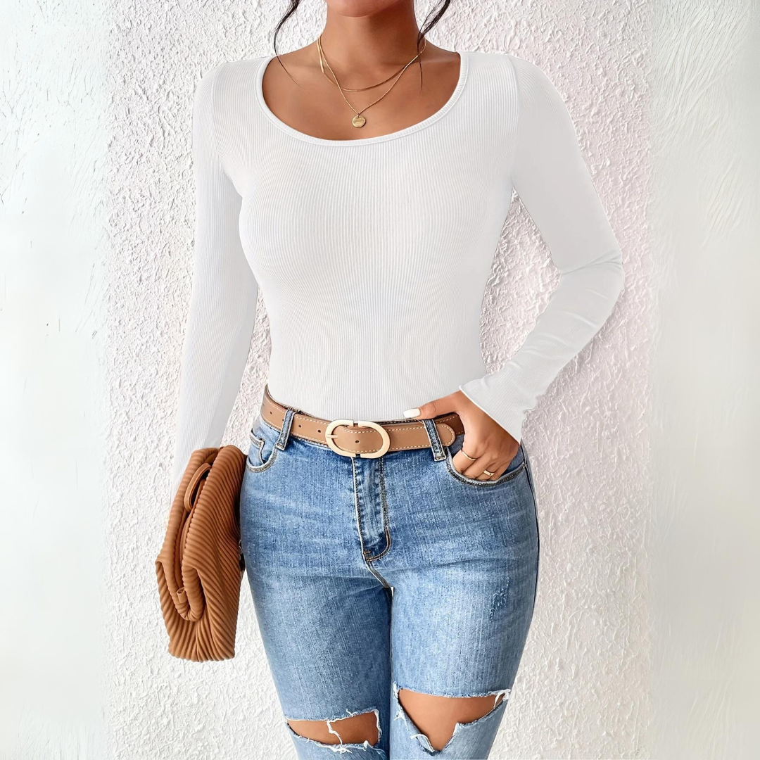Camisa elástica informal para mujer