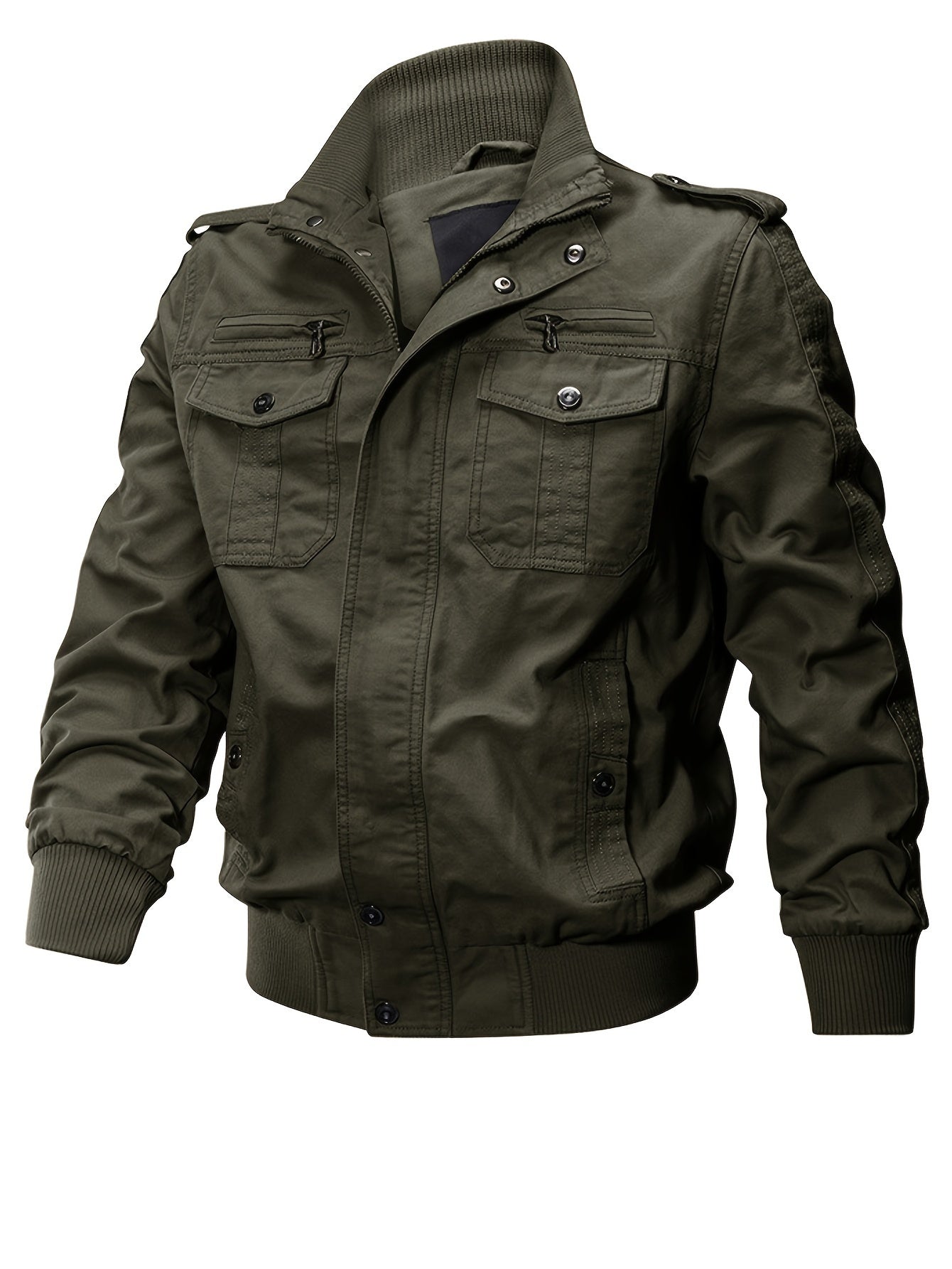 Cálida chaqueta de piloto de camuflaje con múltiples bolsillos para hombre | Perfecta para actividades al aire libre