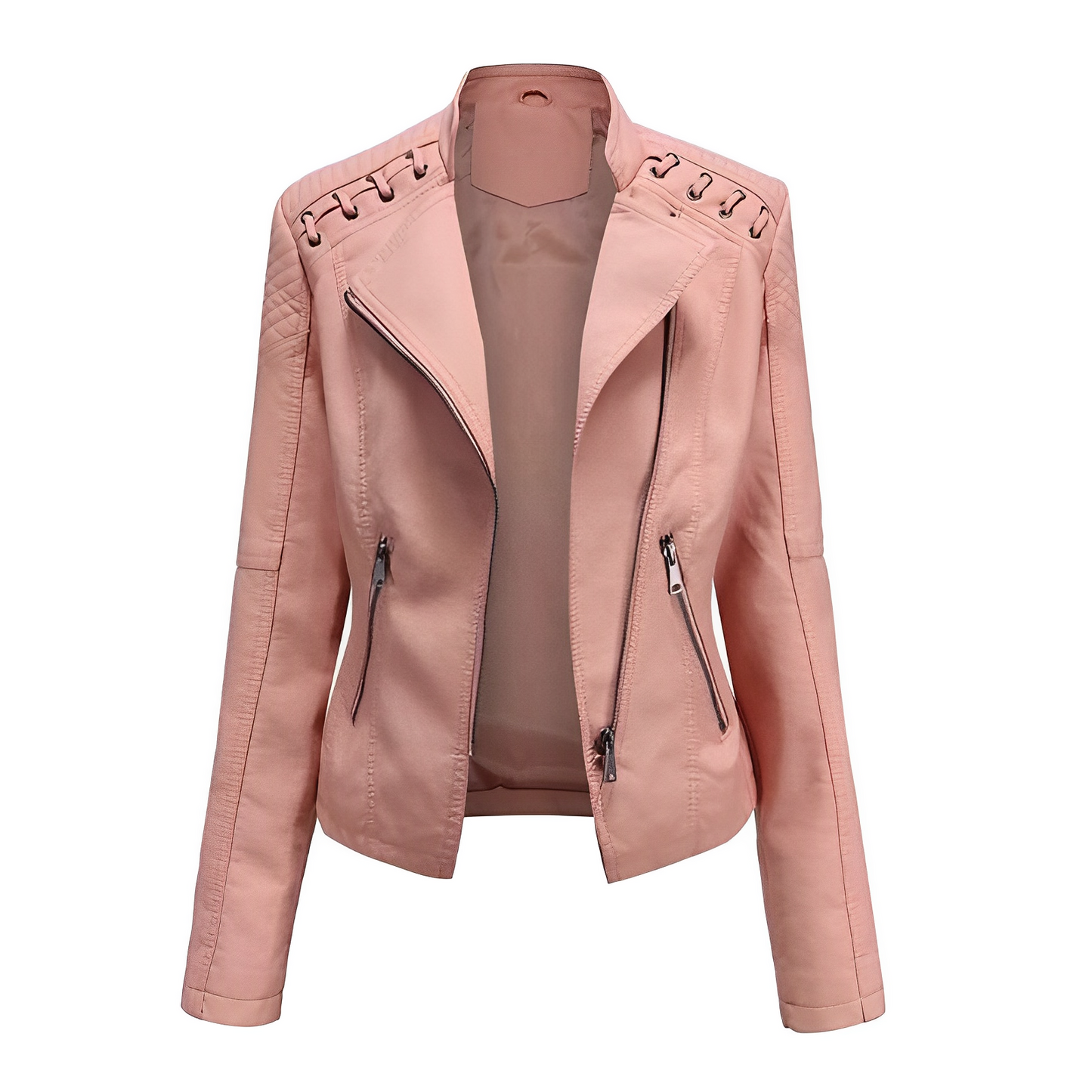 Chaqueta de cuero PU con cremallera