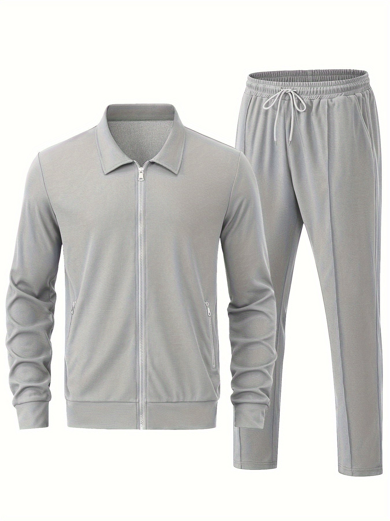 Chaqueta de chándal casual con cremallera y joggers para hombre | Perfecta para actividades al aire libre