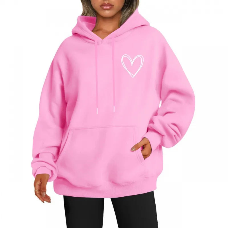 Elisa | Sudadera casual oversize con estampado de corazones en el pecho y bolsillo - ideal para otoño/invierno