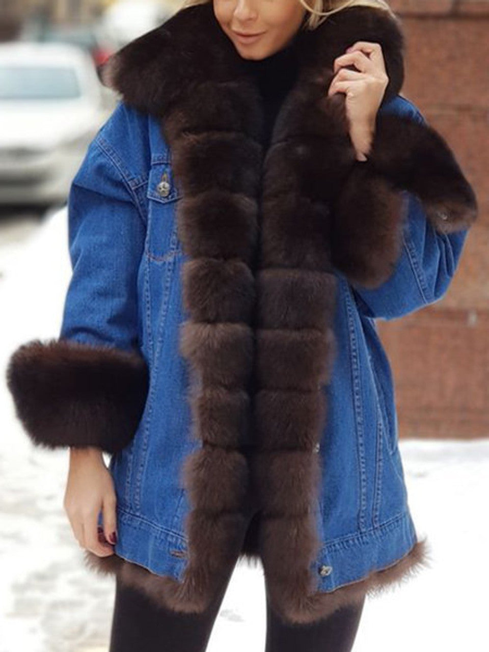 Qelly Jacket Chaqueta vaquera con piel sintética