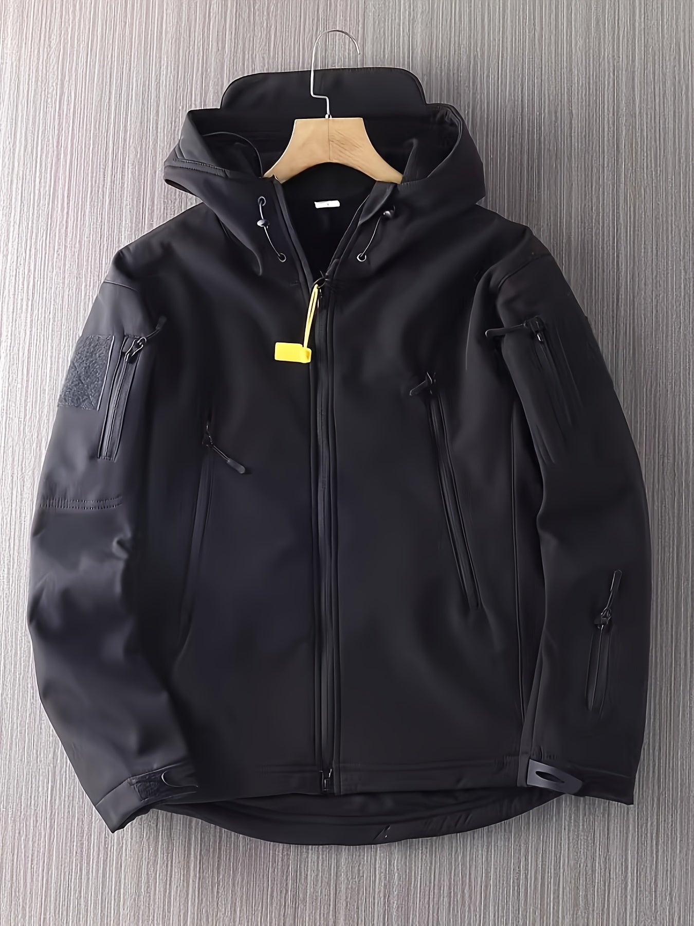 Cálida chaqueta cortaviento unicolor con bolsillos para hombre | Perfecta para actividades al aire libre