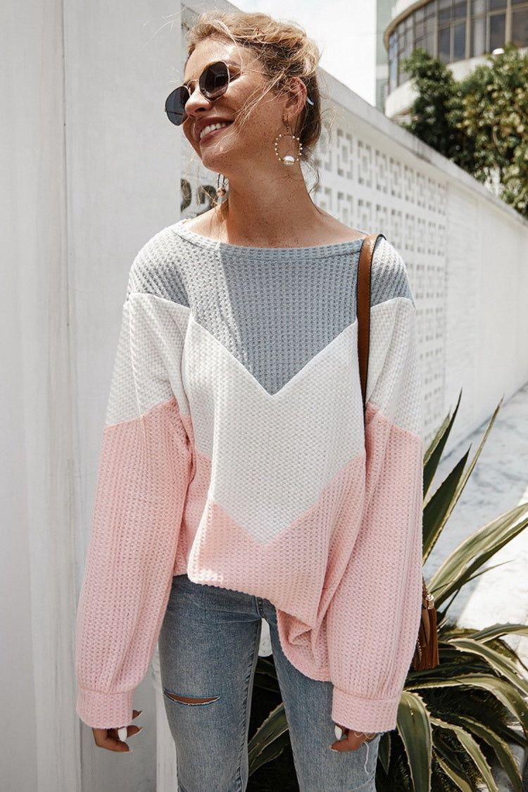 Jersey de punto con raya en V para mujer