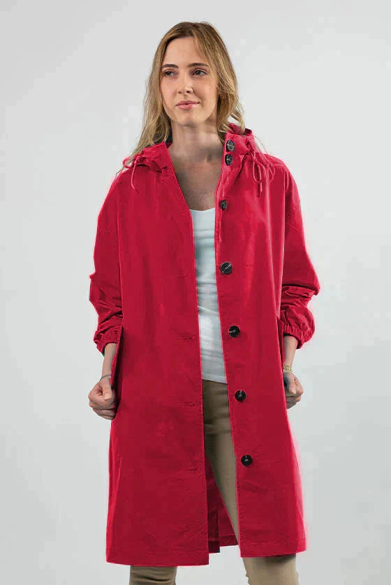 Chubasquero casual impermeable de gran tamaño con capucha y protección contra el viento para mujer | Perfecto para otoño/invierno