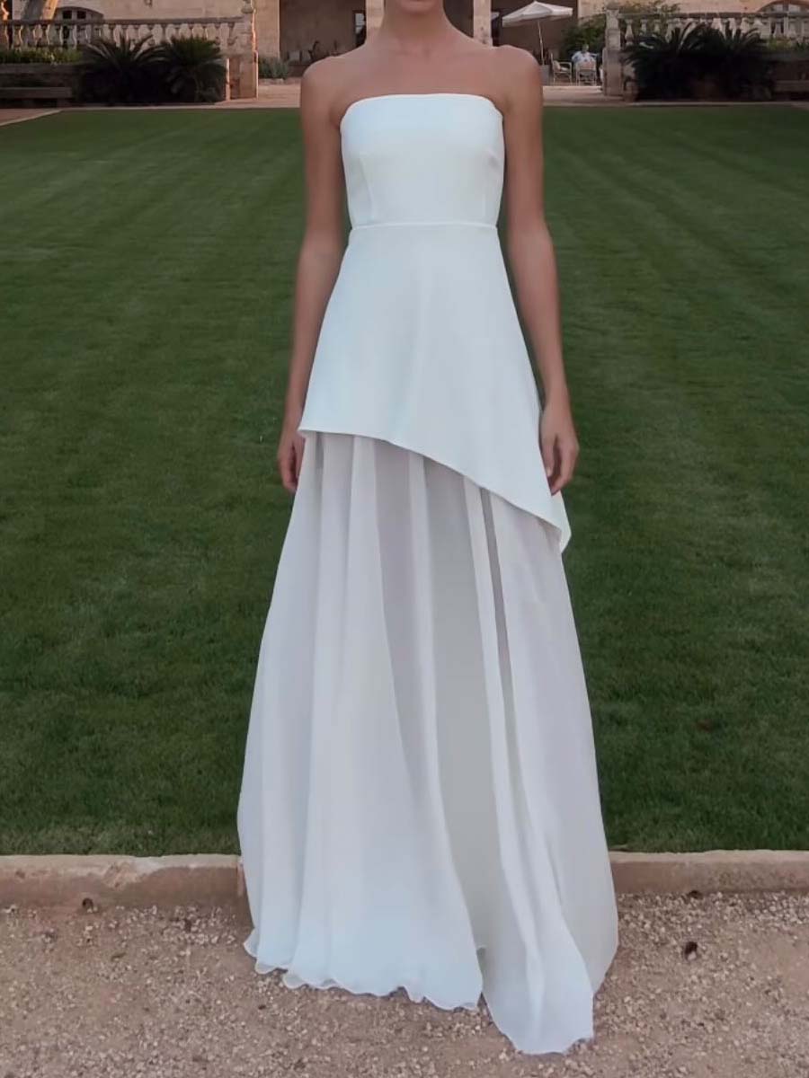 Elegante vestido sin tirantes con diseño asimétrico para ocasiones especiales