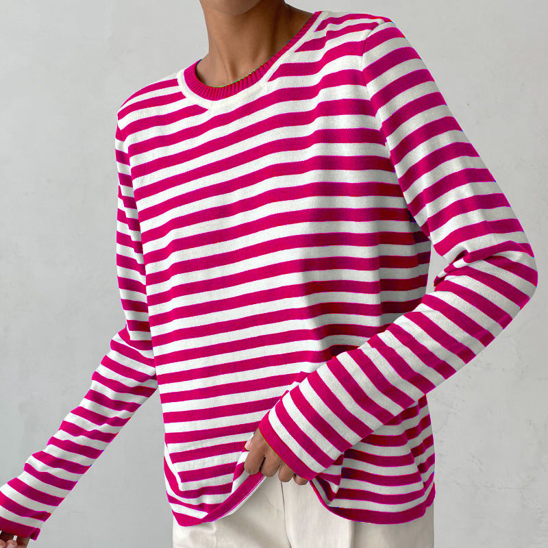 Elegante jersey de rayas para mujer, excelente opción para el día a día
