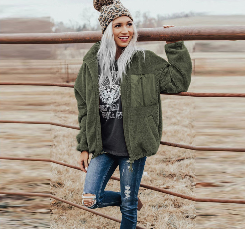 Chaqueta suelta y cálida para mujer
