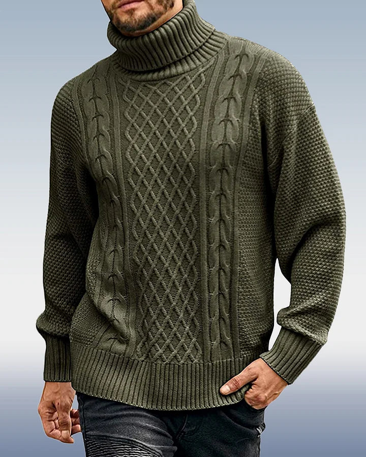 Jersey de cuello alto para hombre | Jersey de punto de manga larga en 3 colores