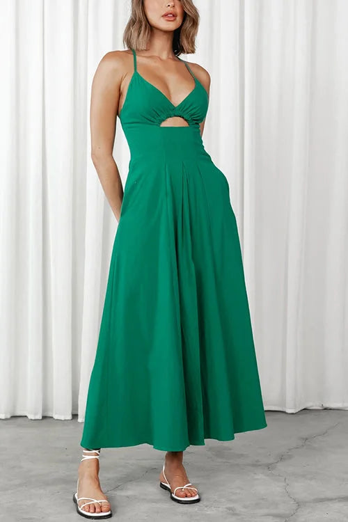 Maxi vestido con espalda abierta y escote en V